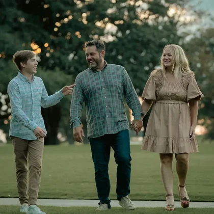 Healthy family of three